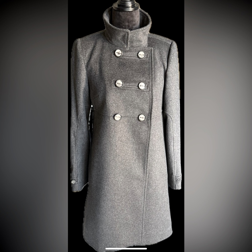 Zara Woman size Small military grey wool jacket with buttons. Great condition!